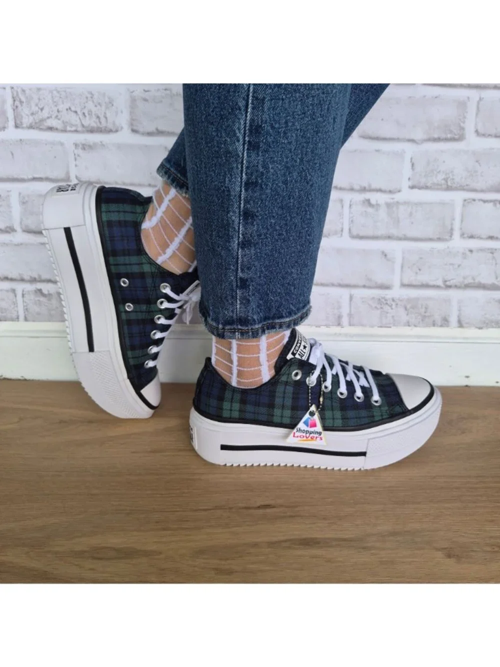 ⭐Converse Lift Double Stack Platform Plaid 10 Womens Shoes Sneaker Black A16517C